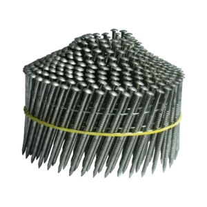 Blanke draad verbonden rolnagels met ringdraad en platkop