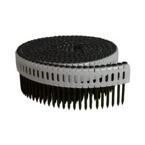 Plastic verbonden rolnagels 0º RVS zwart ringdraad ±5.8 mm bolkop gevlakt 2.5 x 35,45 en 50 mm