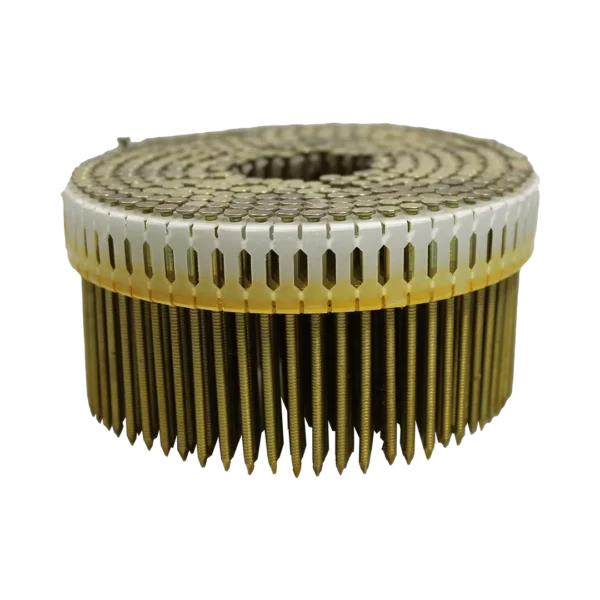 Plastic verbonden rolnagels 0º geel verzinkt ring ±5.8 mm platkop