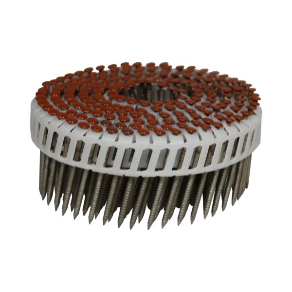 Plastic verbonden rolnagels RVS olijfbruin gepoedercoat 2.5 - 2.7 x 50 mm