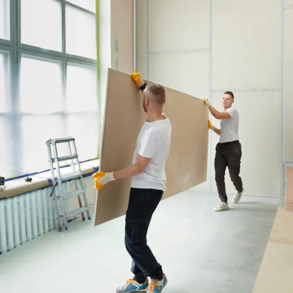 Montage van gipsplaten schroeven met bandschroefmachine – strak afgewerkt