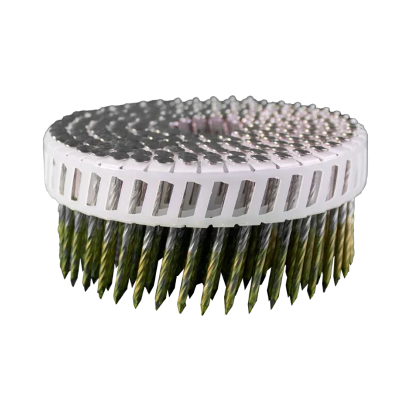 Plastic verbonden RVS rolnagels met schroef en ±7.0 mm bollenskop