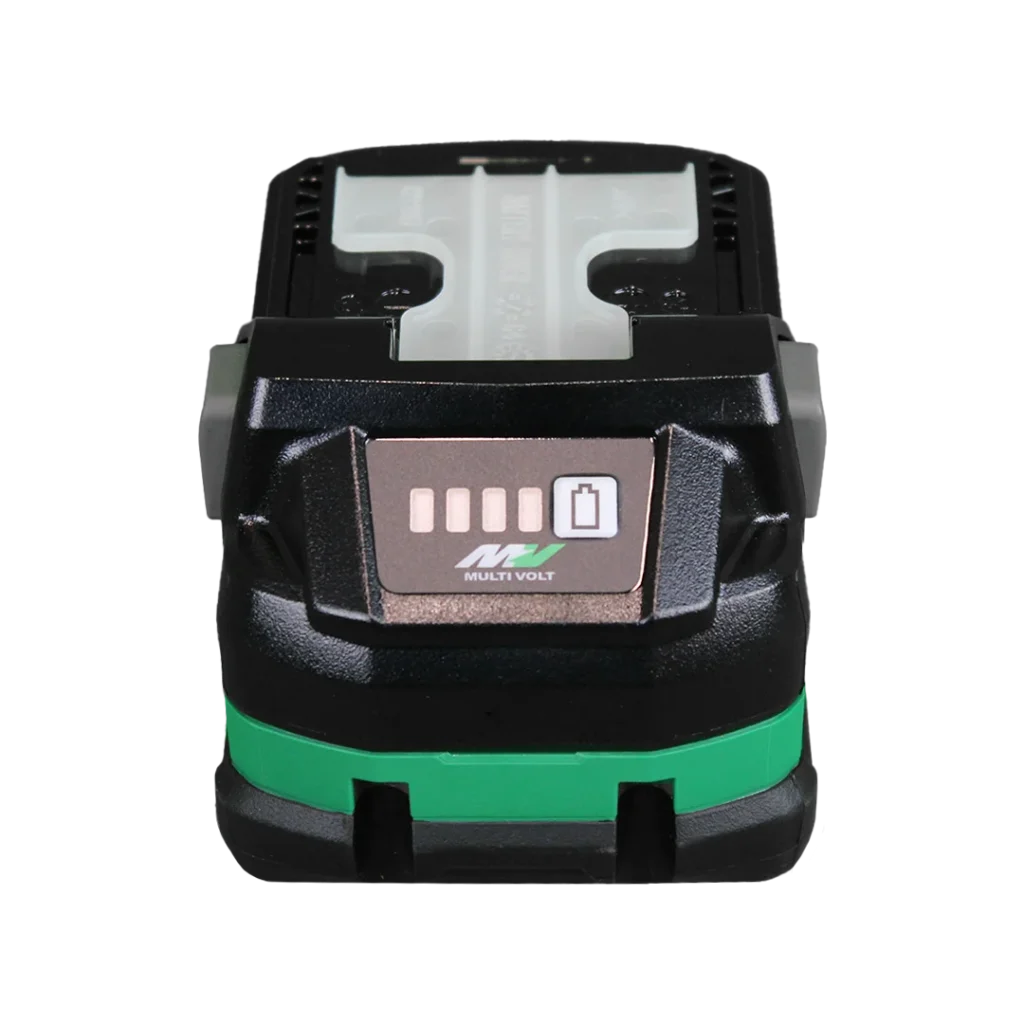 Voorkant van HiKOKI Multi Volt accu met accuniveau indicator