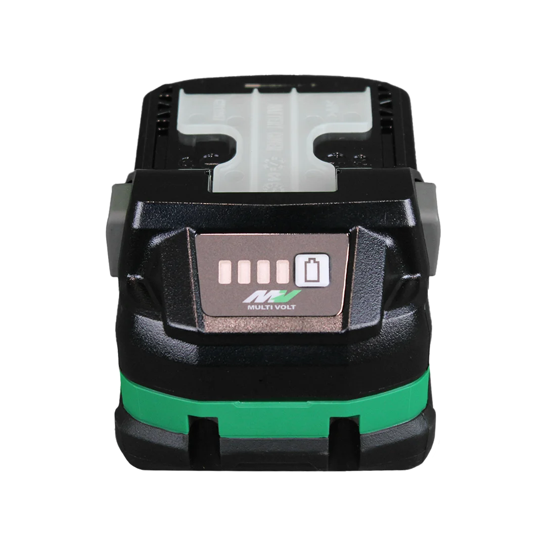 Voorkant van HiKOKI Multi Volt accu met accuniveau indicator