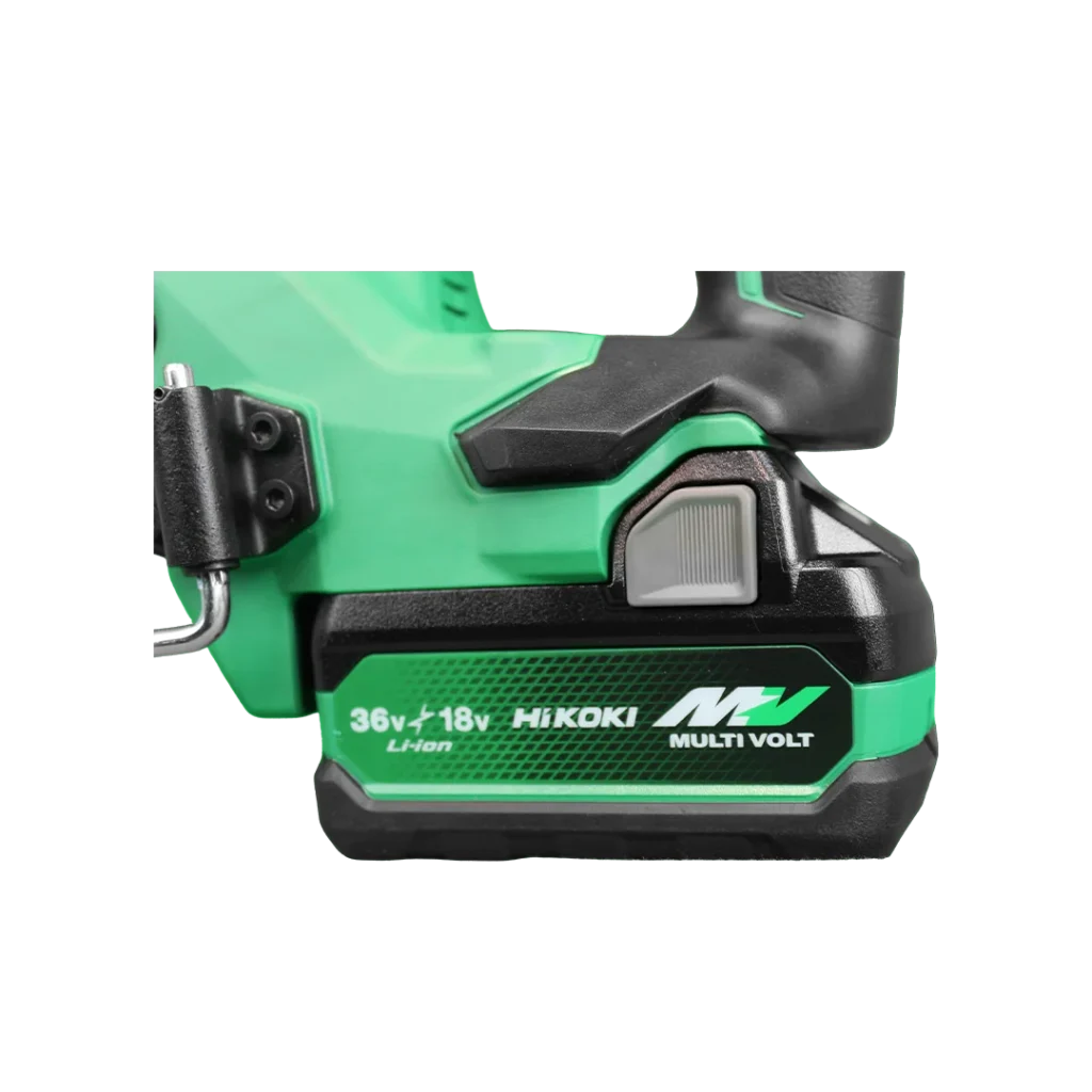 HiKOKI Multi Volt accu op de NT1865DSA W9Z 16 gauge accu brad tacker