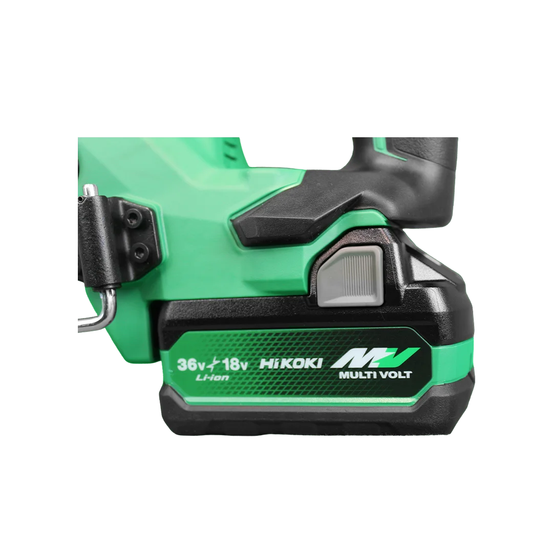 HiKOKI Multi Volt accu op de NT1865DSA W9Z 16 gauge accu brad tacker